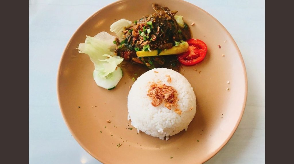 Daging Rendang dengan Nasi Putih